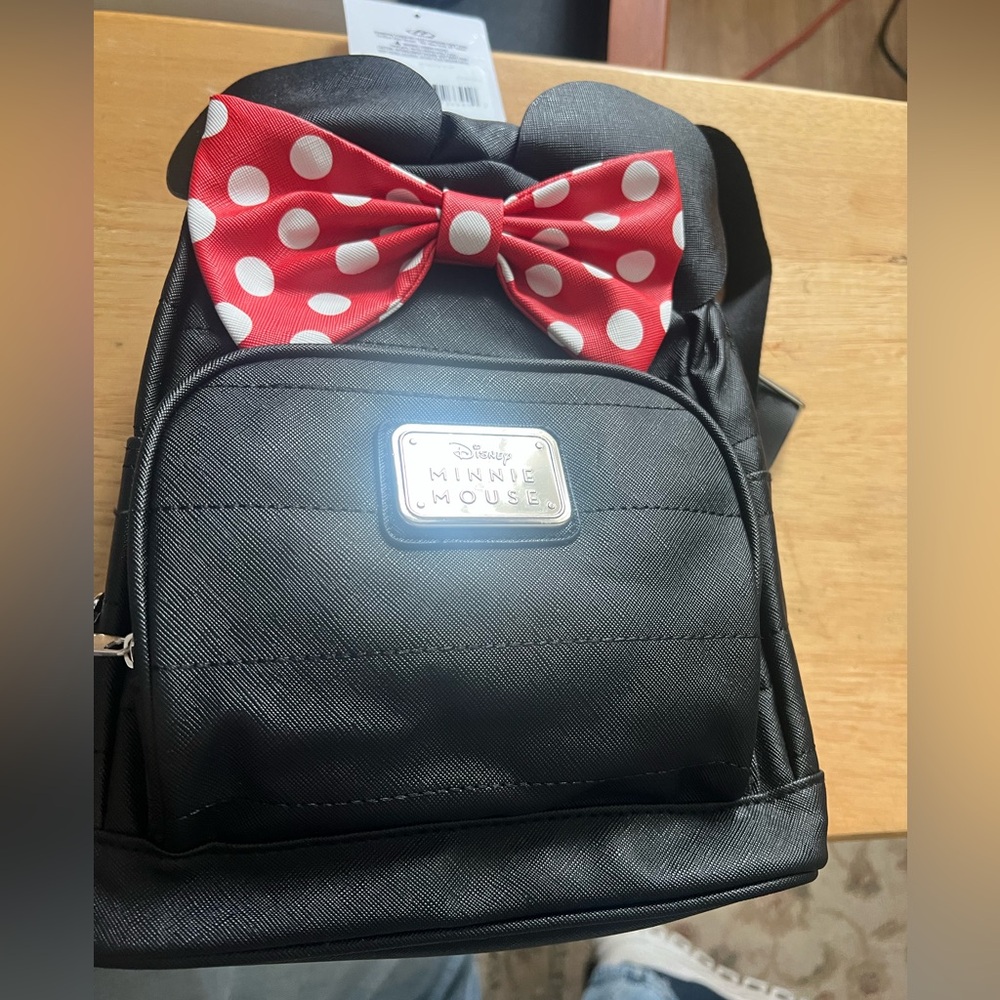 Disney Minnie Mouse Black Mini Backpack with Red Polka Dot Bow
